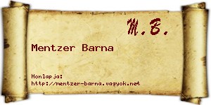 Mentzer Barna névjegykártya